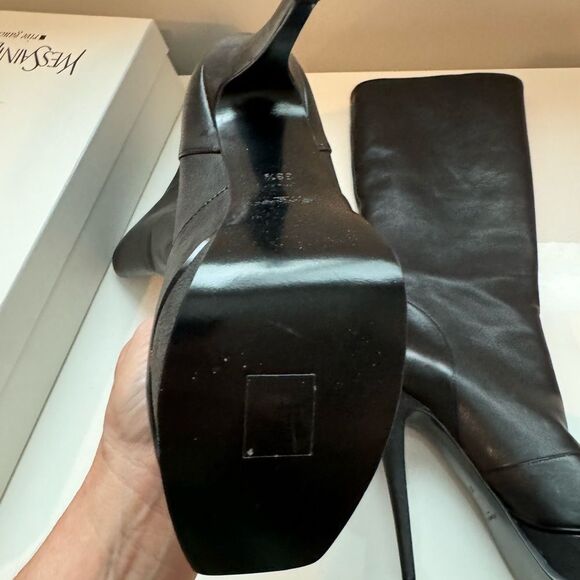 Yves Saint Laurent Tribute Platform Black Leather Boots. Below Knee - Picture 7 of 13